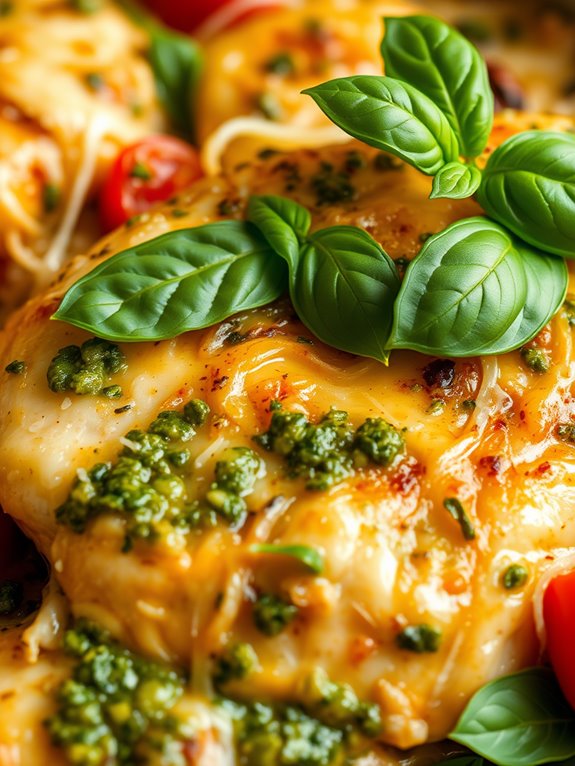 pesto chicken with tomatoes