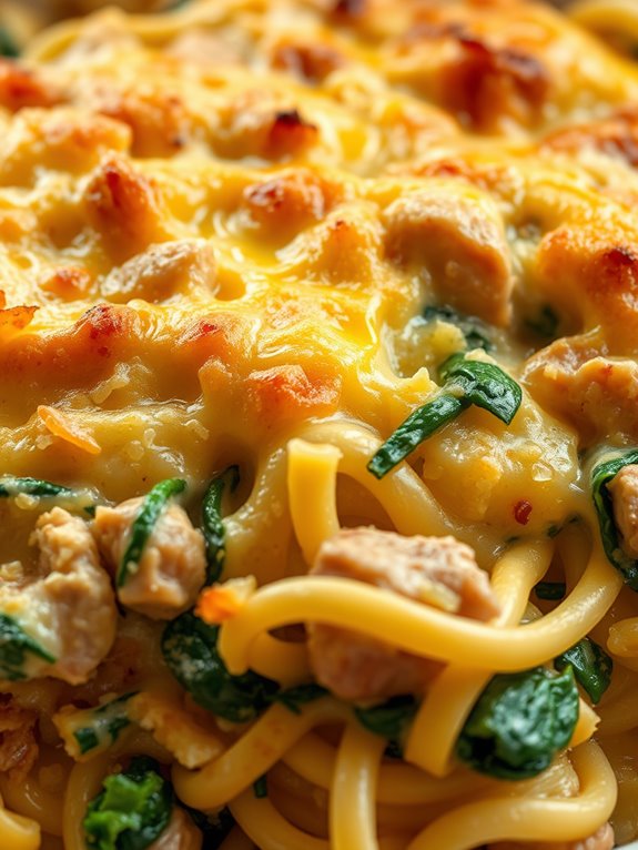 pork noodles spinach casserole