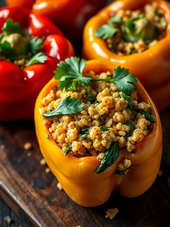 quinoa filled spinach peppers