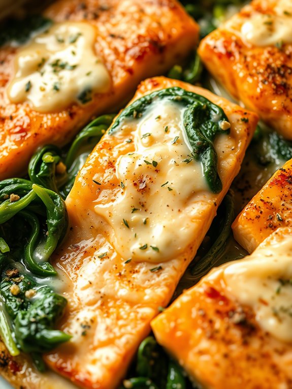 salmon and spinach dish