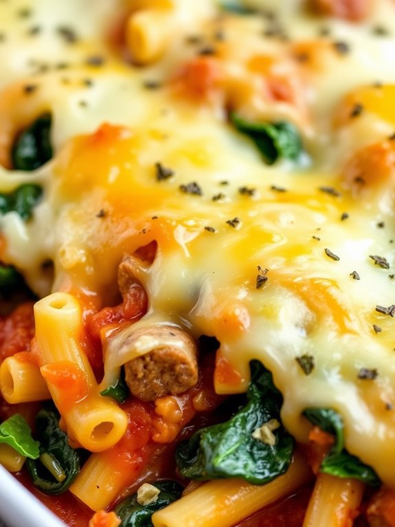 sausage and spinach bake