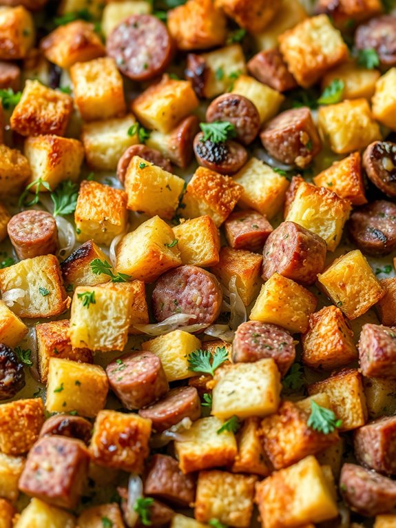 sausage herb stuffing bake