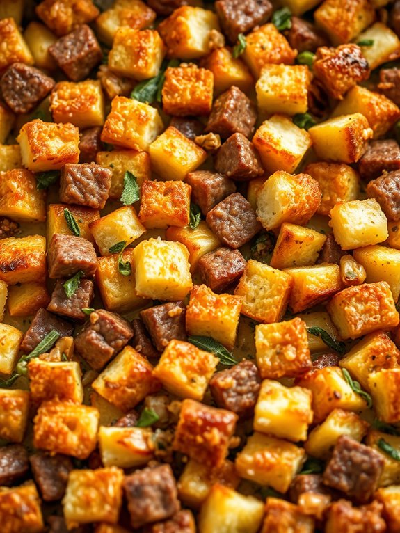 sausage infused sage stuffing casserole