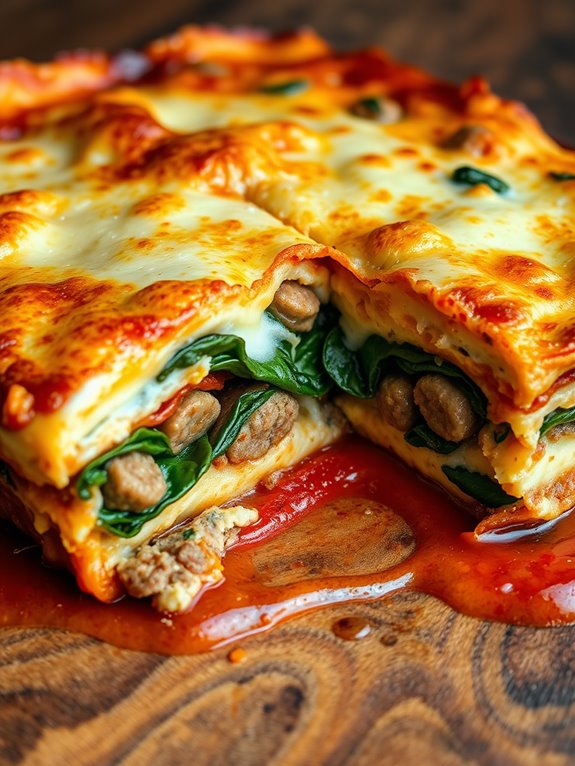 sausage spinach layered dish