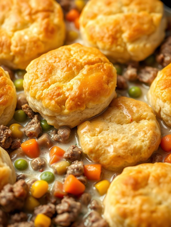 savory beef with biscuits