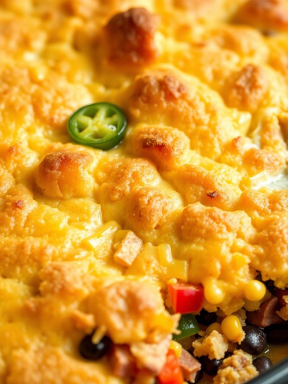 savory ham and cornbread casserole