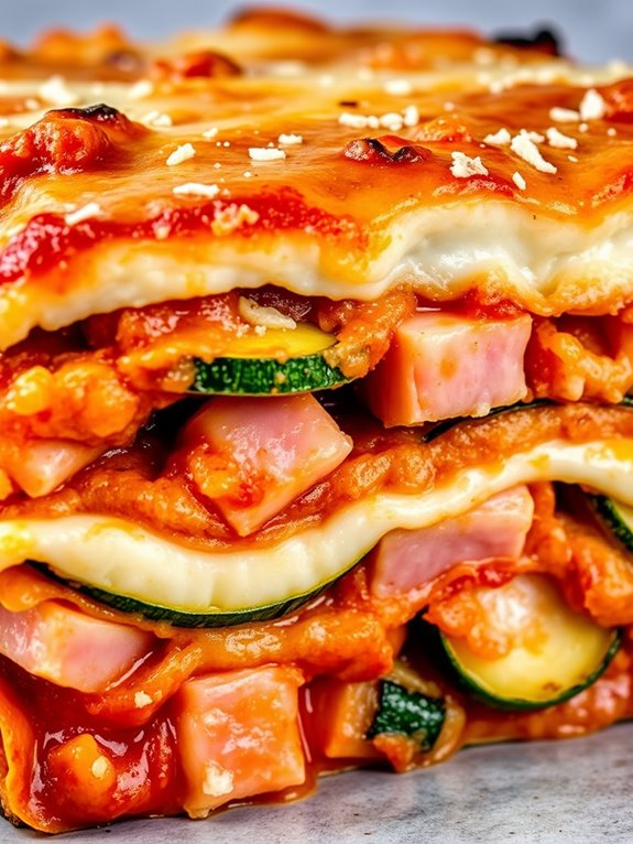 savory ham and zucchini lasagna