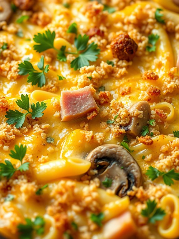 savory ham mushroom bake