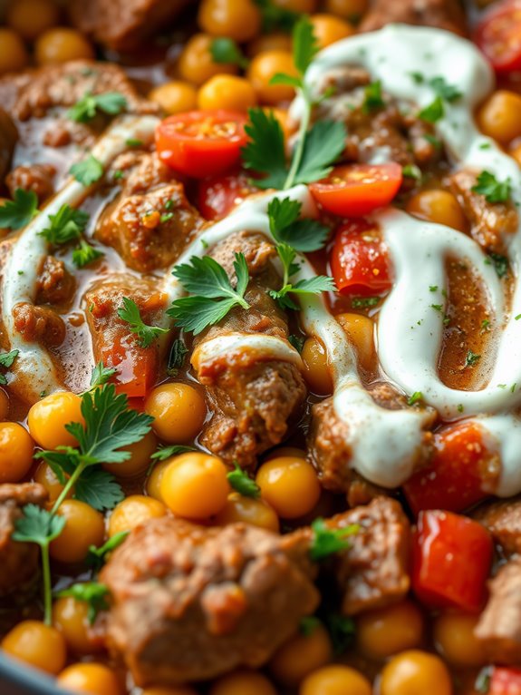 savory lamb and chickpeas