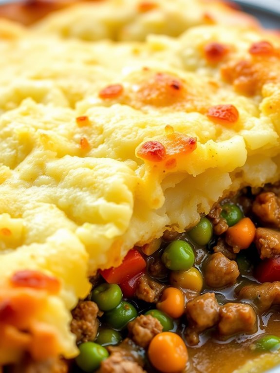 savory meat pie topped