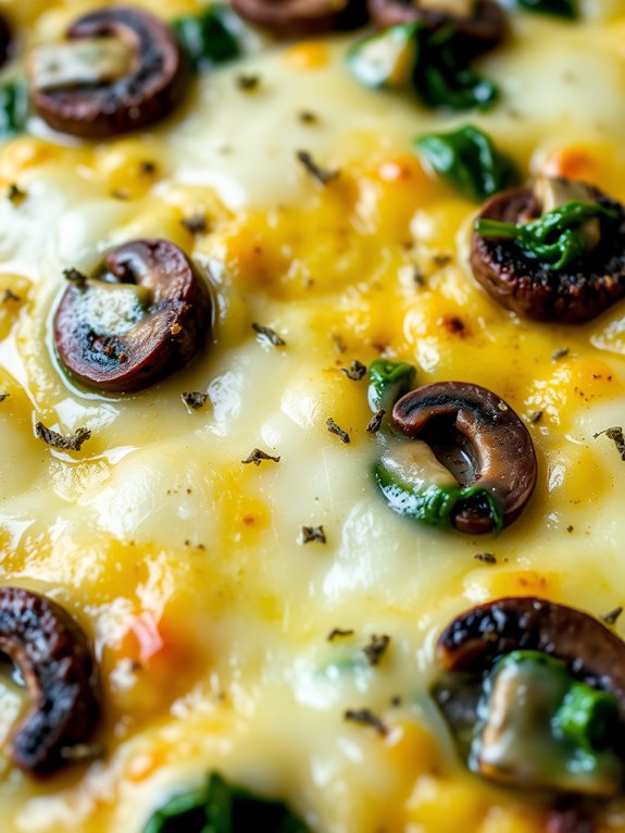 savory mushroom spinach bake