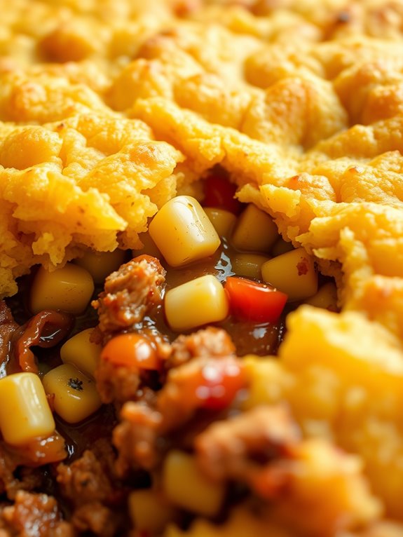 savory pork and cornbread casserole