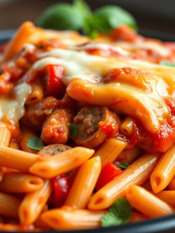 savory sausage pasta bake