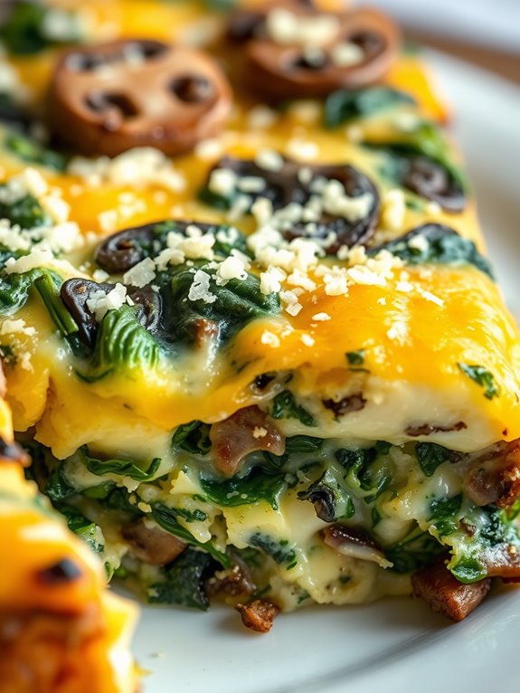 savory spinach mushroom bake