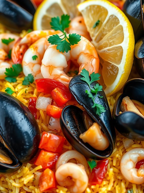 seafood saffron rice dish