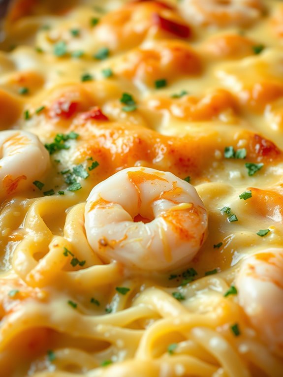 shrimp alfredo pasta bake