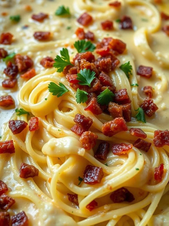 spaghetti squash carbonara dish
