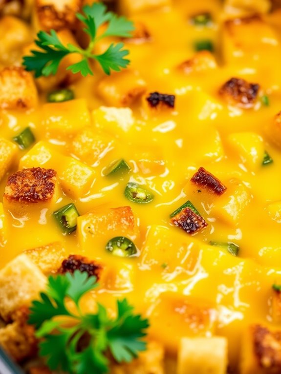 spicy cheesy stuffing casserole
