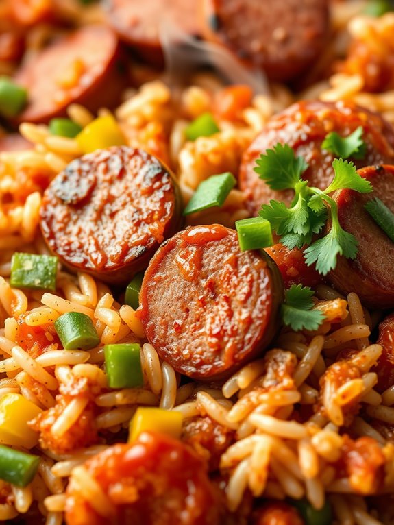 spicy kielbasa rice casserole
