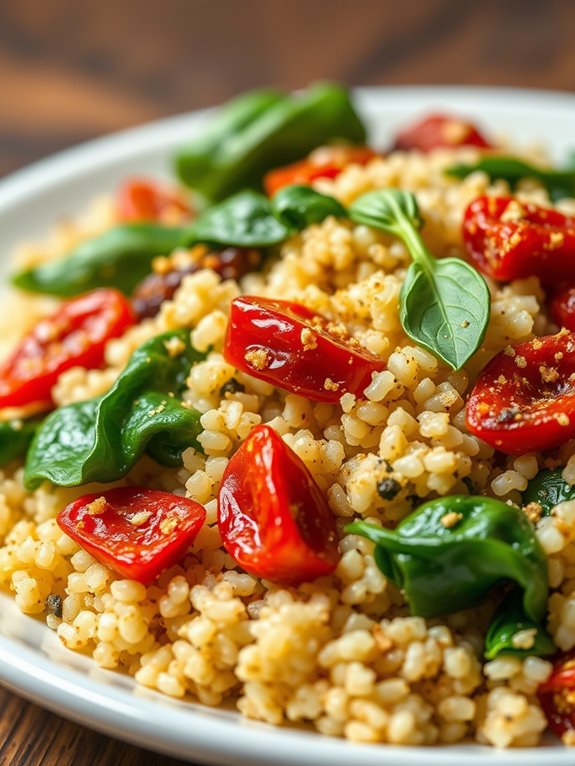 spinach sun dried tomato quinoa