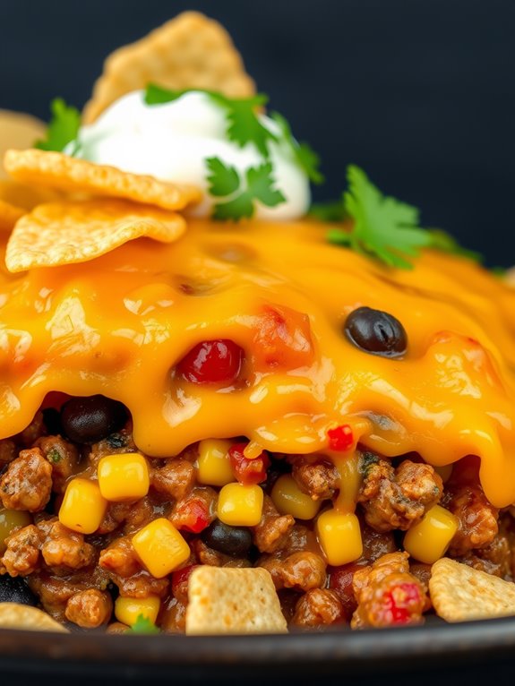 taco casserole with chips