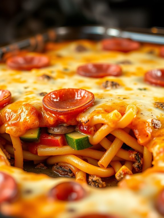 vegetable filled pizza bake