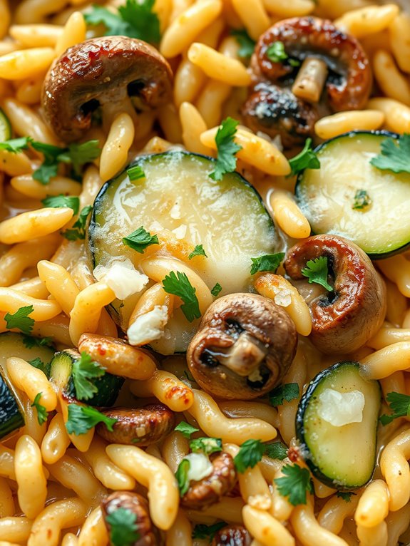 zucchini mushroom orzo casserole