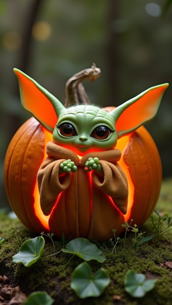 adorable baby yoda carving