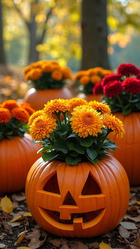 autumn blooms in pumpkins