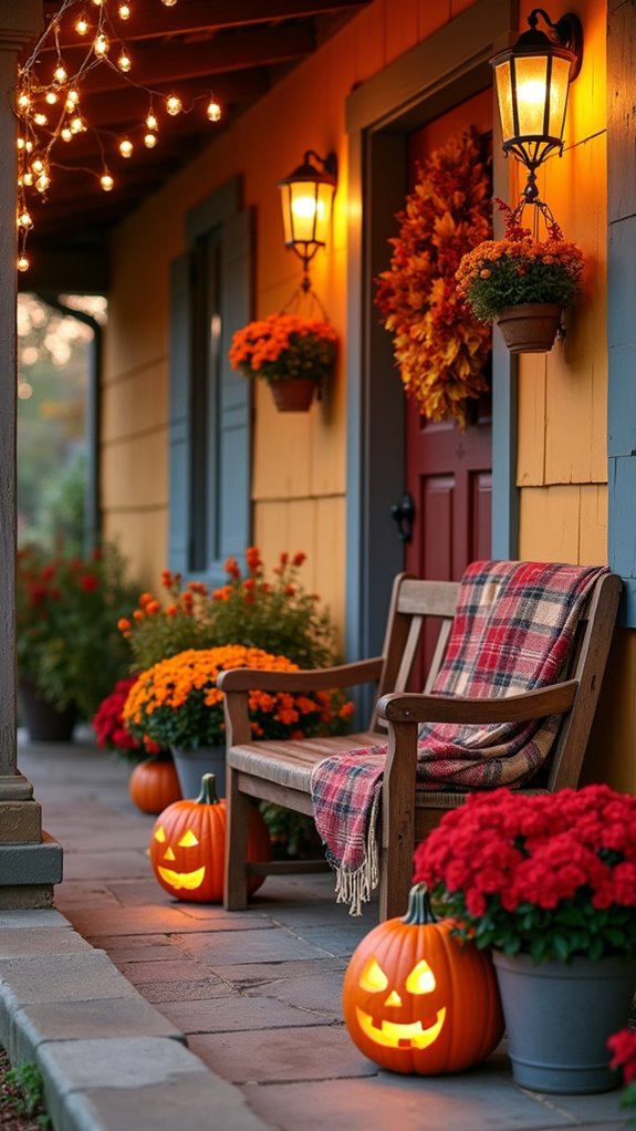 autumn floral porch decor