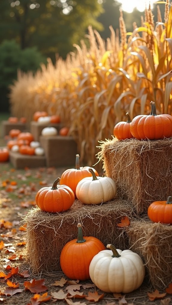 autumn pumpkin hay display