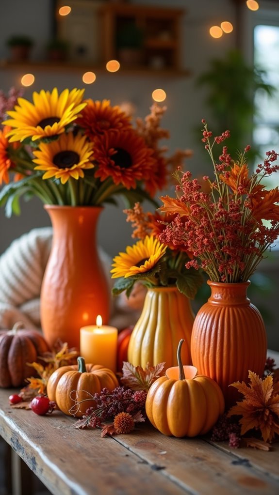 autumn themed decorative vases