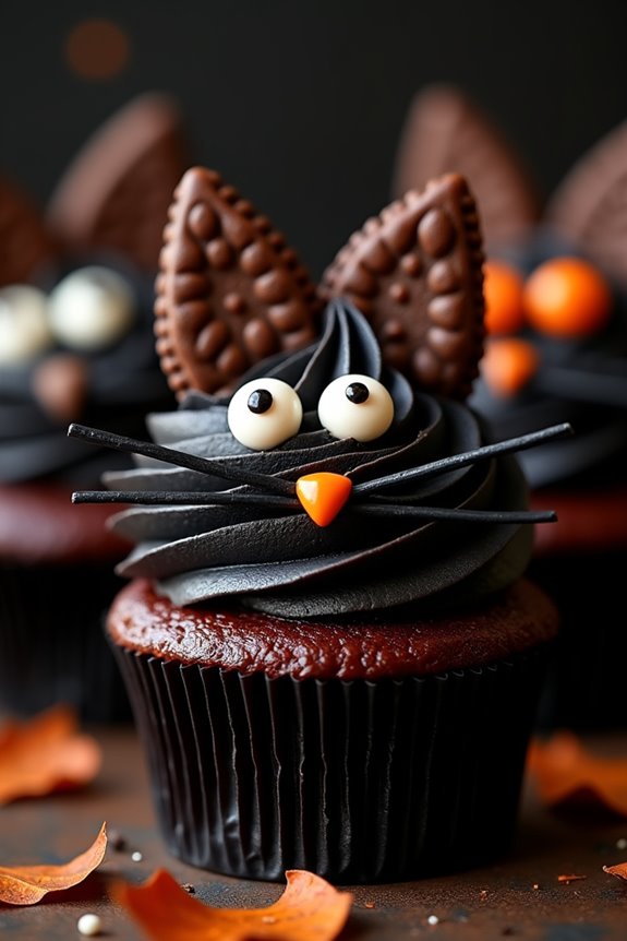 black cat halloween cupcakes