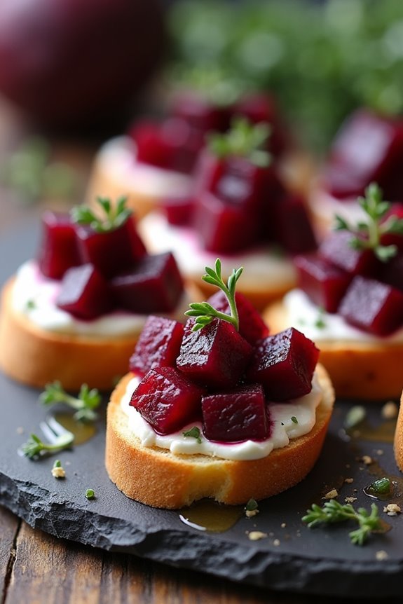 blood red beet crostini