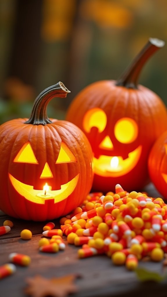 candy corn pumpkin decor