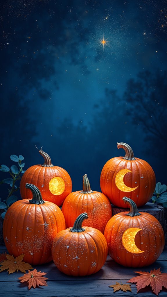 celestial pumpkins under stars