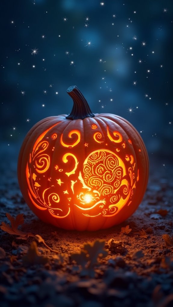 celestial themed pumpkin lanterns