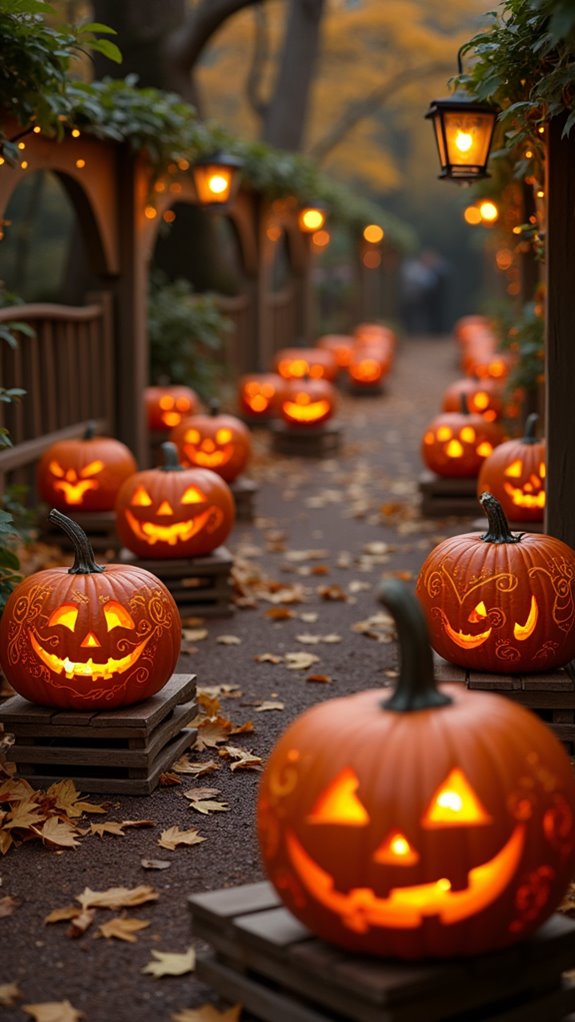 charming pumpkin pathway markers