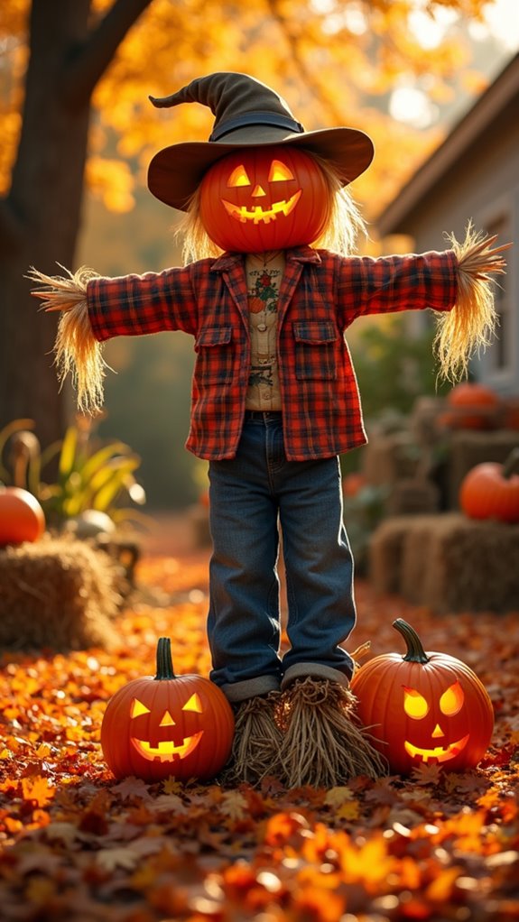 charming pumpkin scarecrow decoration