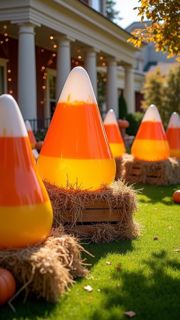 cheerful candy corn display