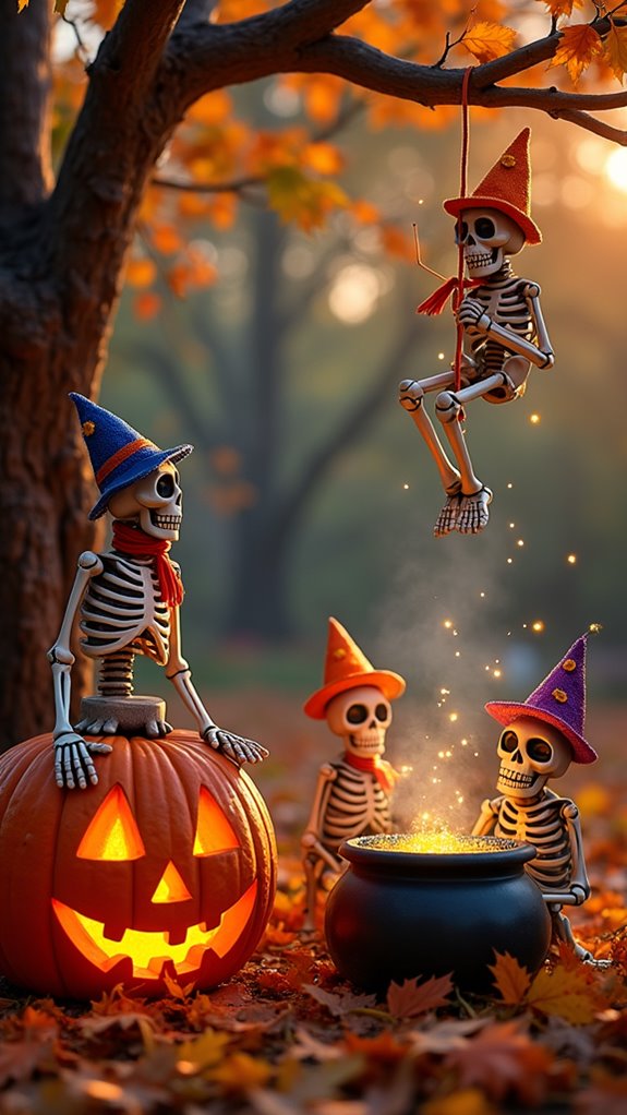 cheerful colorful skeleton decorations