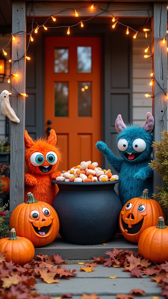 cheerful monster halloween display