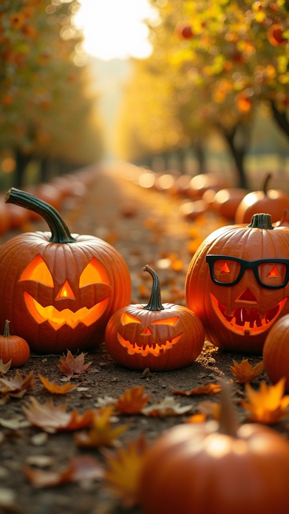 cheerful pumpkins and animals