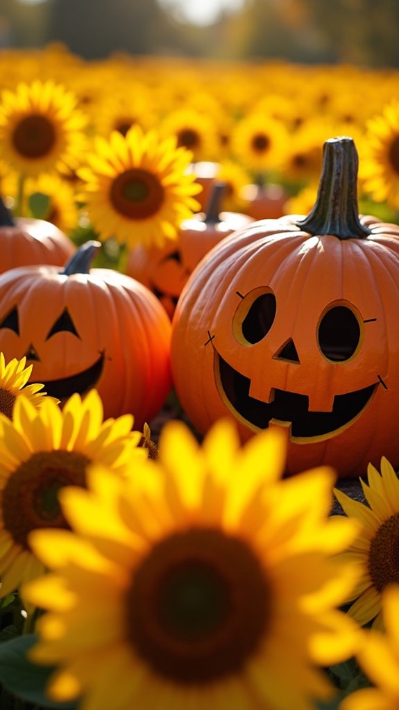 cheerful sunflower jack o lantern decoration
