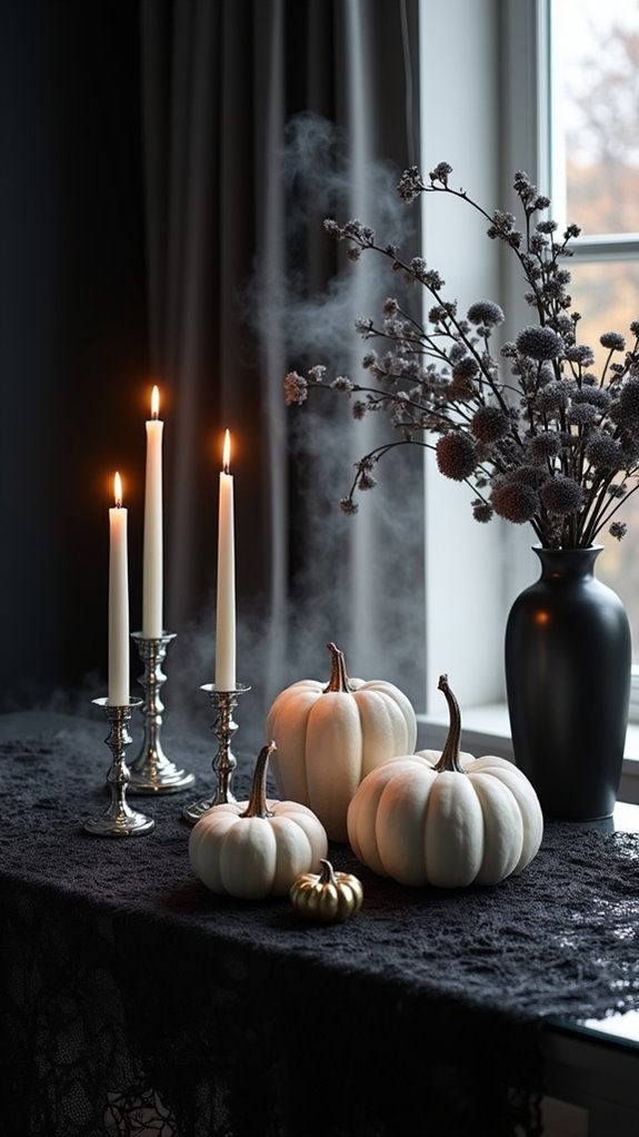 chic monochromatic halloween decor