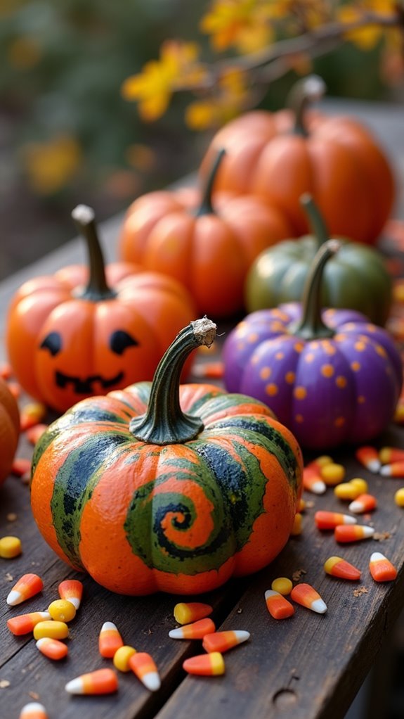 colorful candy corn pumpkins