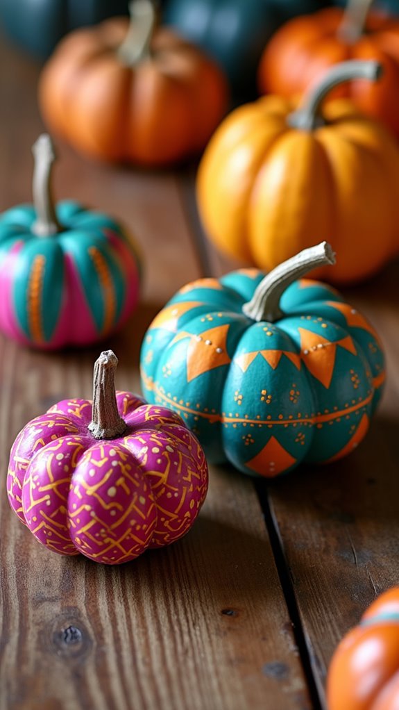 colorful geometric pumpkin decor