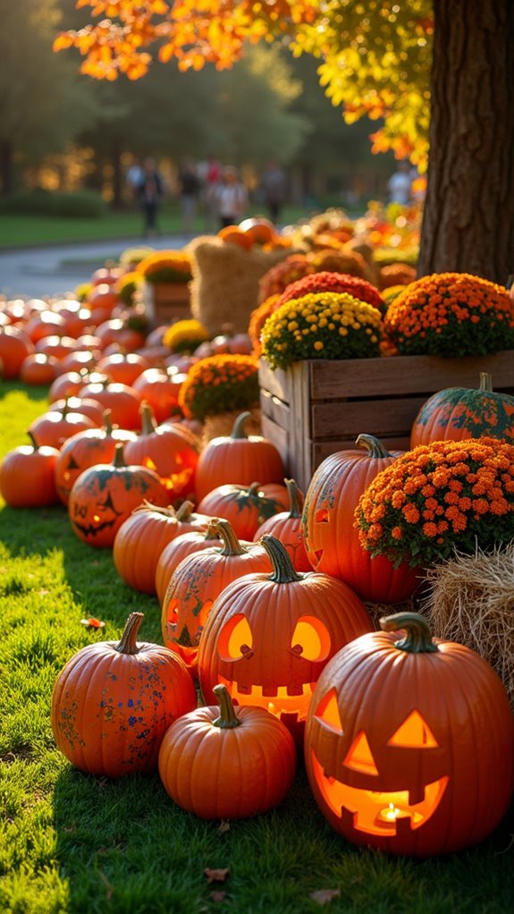 colorful pumpkin art display