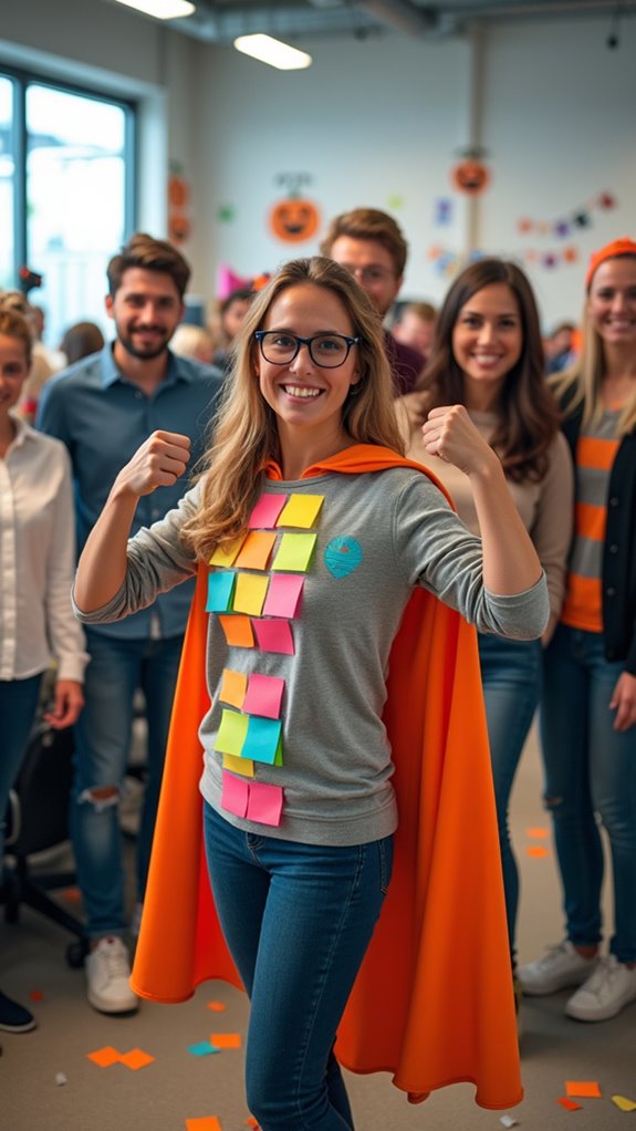 colorful sticky note superhero