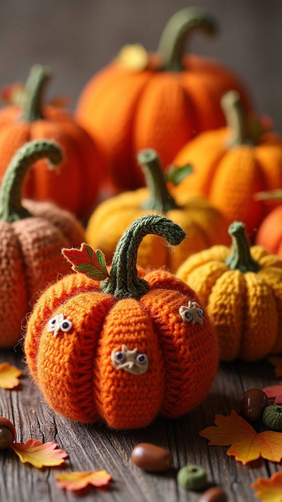 colorful yarn pumpkin craft